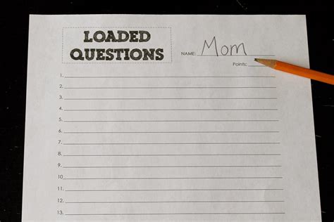 Free Printable Loaded Questions