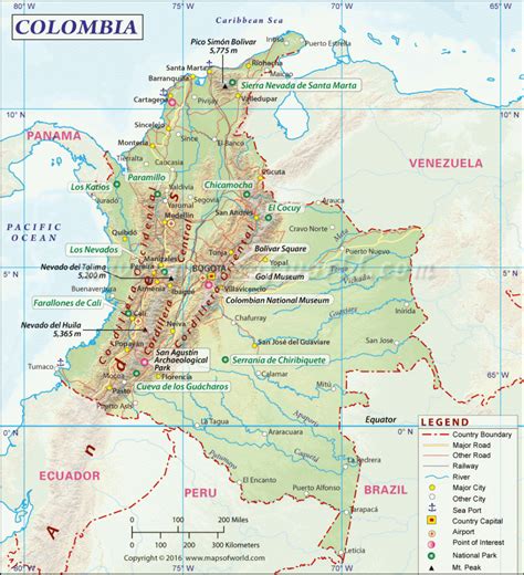 free printable map of colombia south america