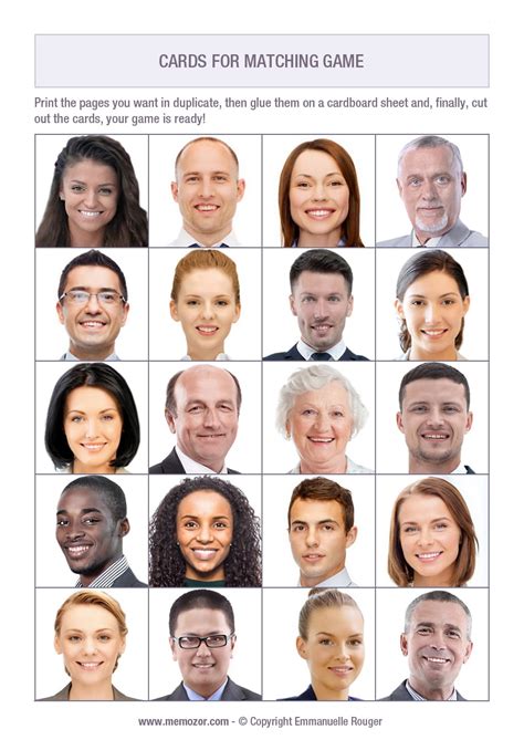 Free Printable Matching Faces Game