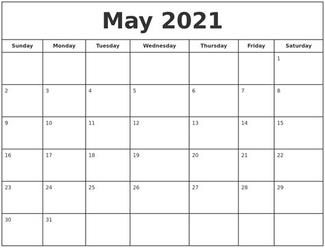 free printable may 2021 calendar