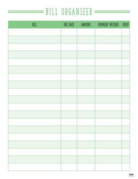 Free Printable Monthly Bill Planner