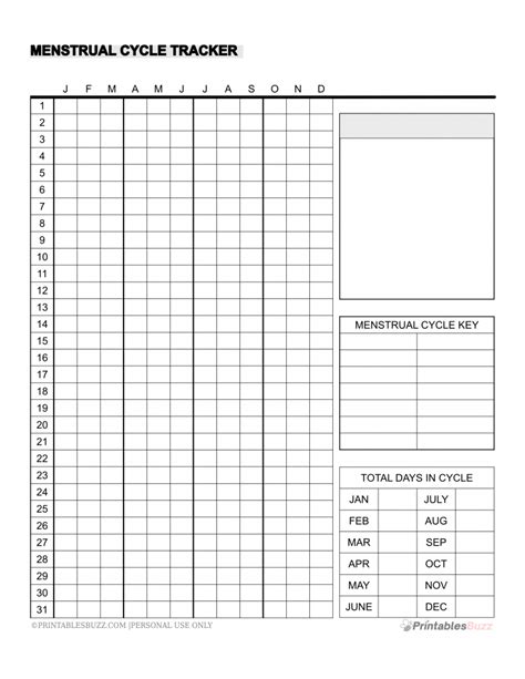 Free Printable Monthly Cycle Tracker