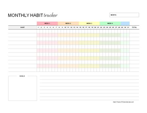 Free Printable Monthly Tracker