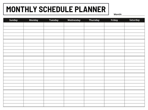 Free Printable Monthlyschedule Template