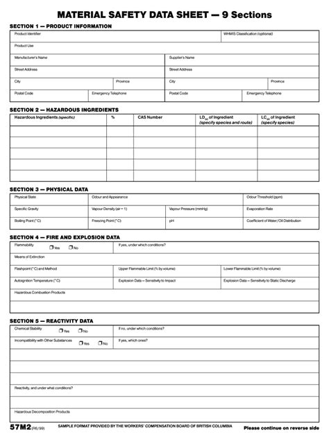 Free Printable Msds Data Sheets