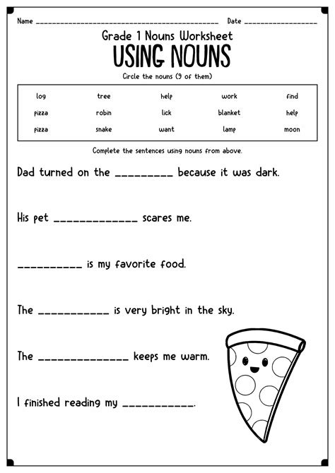 free printable nouns worksheet for kids