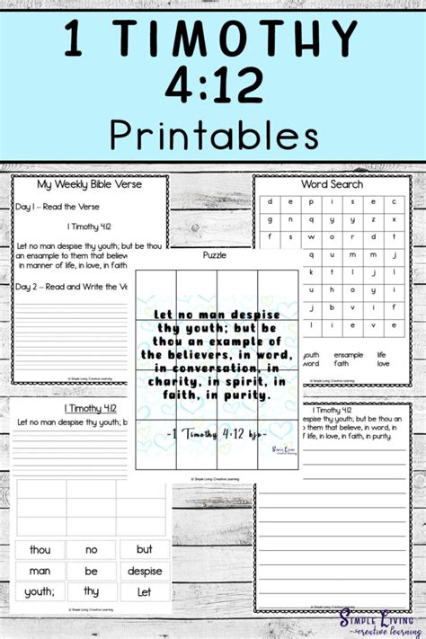 Free Printable Object Lessons On 1 Timothy 4 12