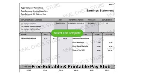 Free Printable Pay Checkmstubs