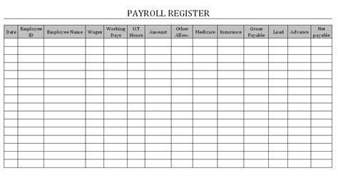 free printable payroll register