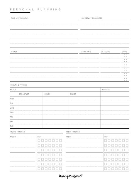 Free Printable Personal Planner