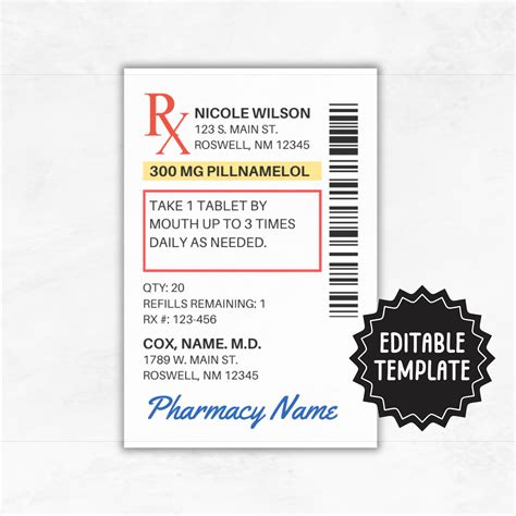 Free Printable Pill Bottle