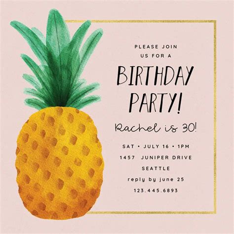 Free Printable Pineapple Party Invitations