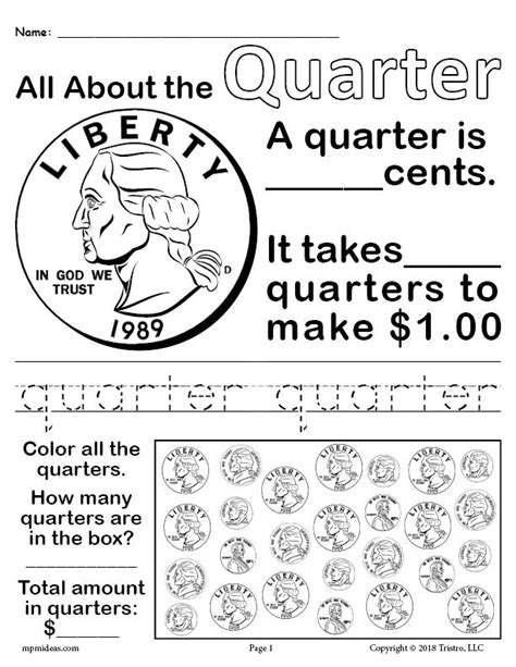 Free Printable Quarters Worksheet
