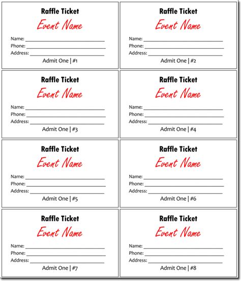 free printable raffle tickets pdf