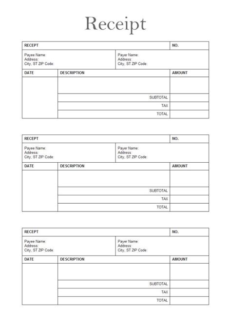 Free Printable Receipt With Total Due