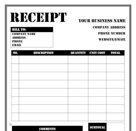 Free Printable Receipts Word Format