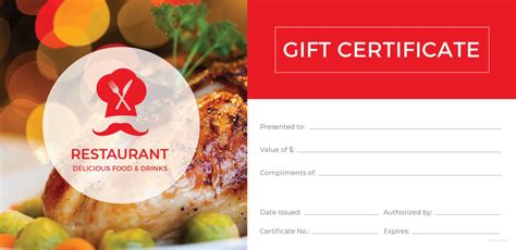 free printable restaurant gift certificate template