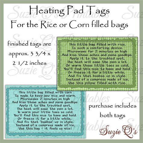 Free Printable Rice Bag Instructions