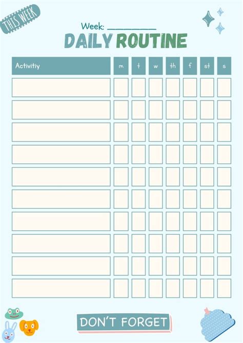 Free Printable Routine Chart