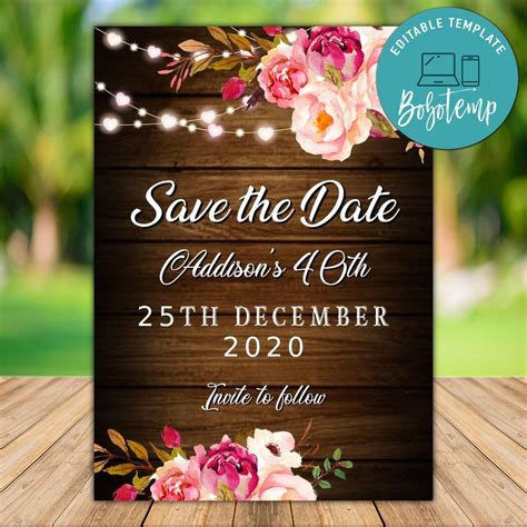 free printable save the date birthday cards templates