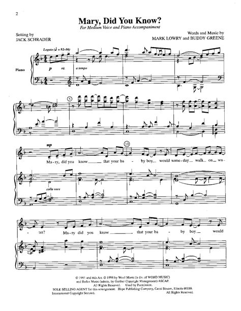 Free Printable Sheet Music For Mary Did You Know