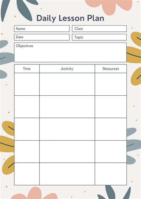 Free Printable Single Lesson Plan Template