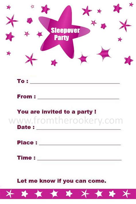 Free Printable Sleepover Invites