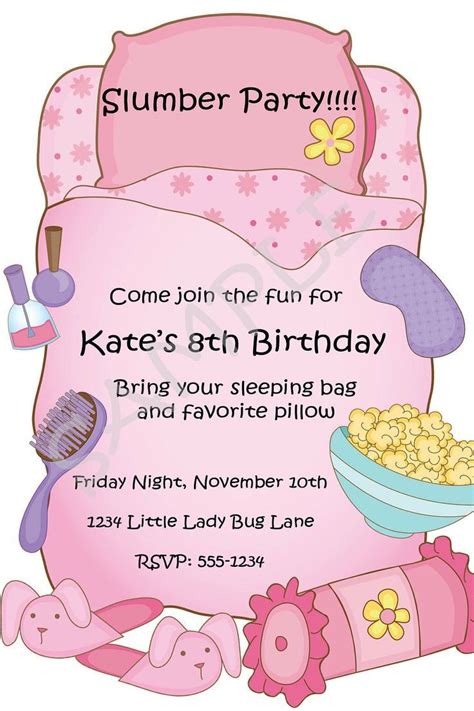 free printable slumber party birthday invitations