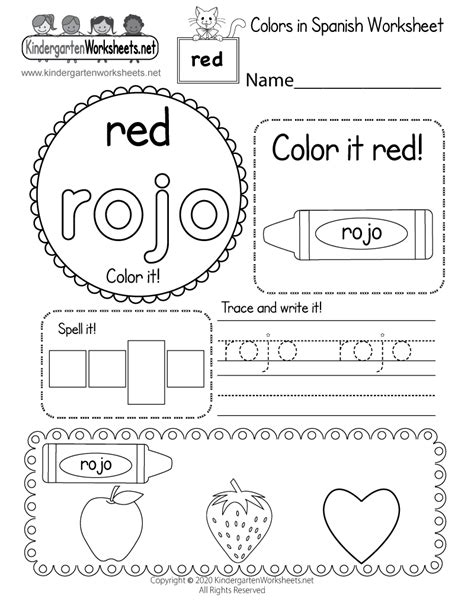 Free Printable Spanish Activity Sheets