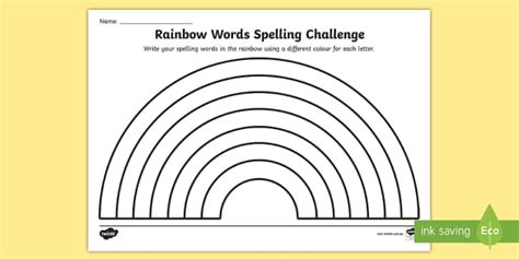 Free Printable Spelling Rainbow