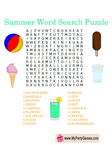 Free Printable Summer Puzzles