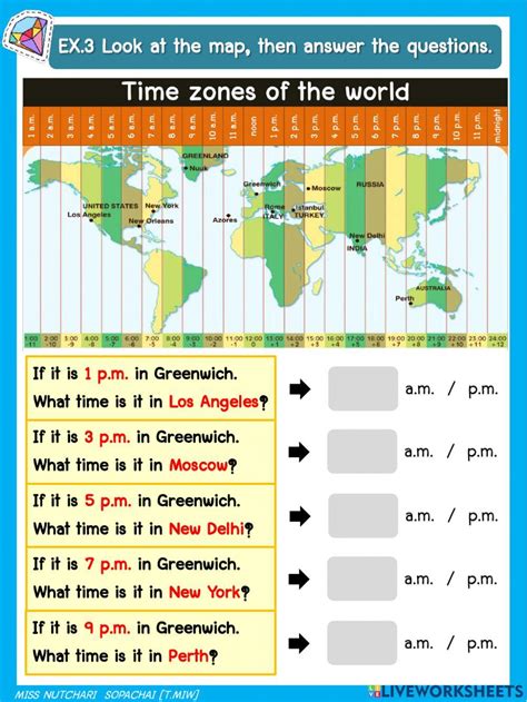 Free Printable Time Zone Worksheets