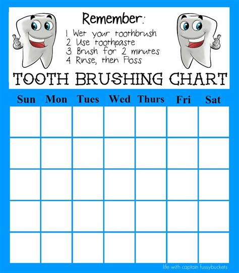 Free Printable Tooth Brushing Chart Pdf