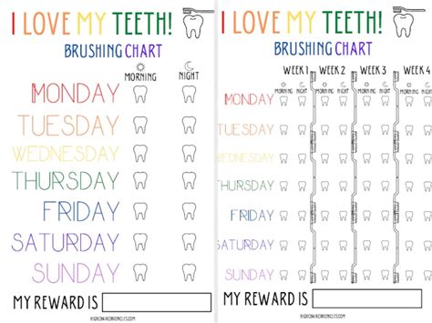 Free Printable Tooth Brushing Chart Printable