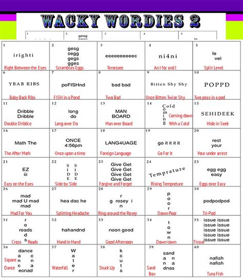 free printable wacky words