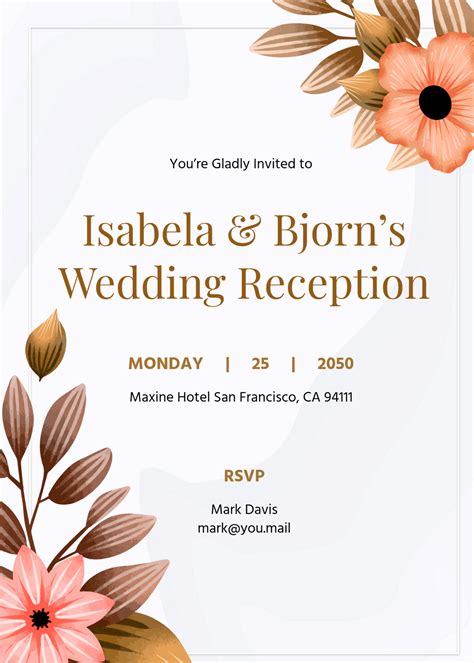 Free Printable Wedding Reception Invitations