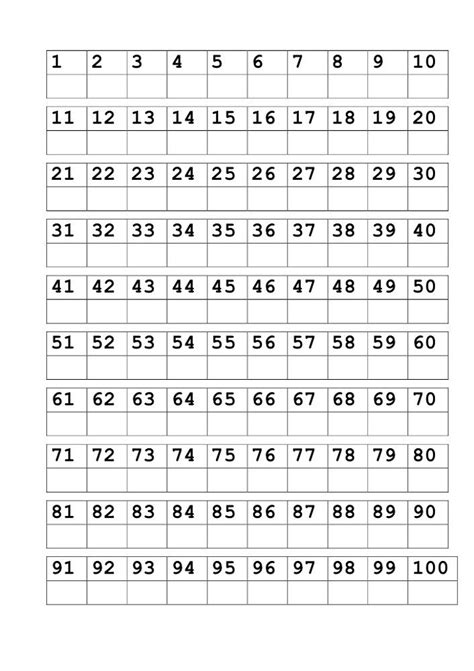 Free Printable Writing Numbers To 100