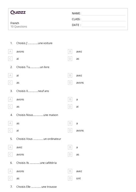 Free Printables For French Class