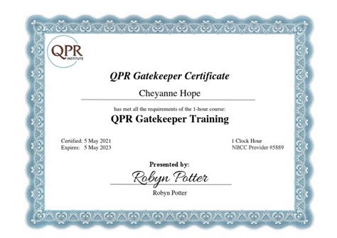 free qpr gatekeeper training certification