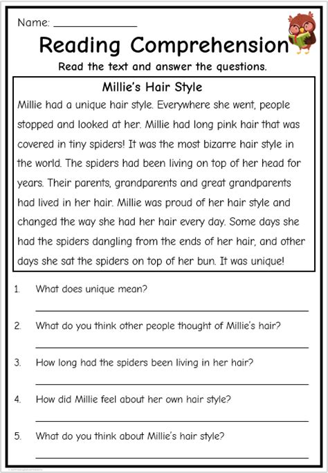 free reading comprehension printables printable template