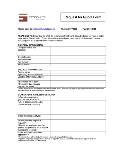 Free Request For Quotation Template