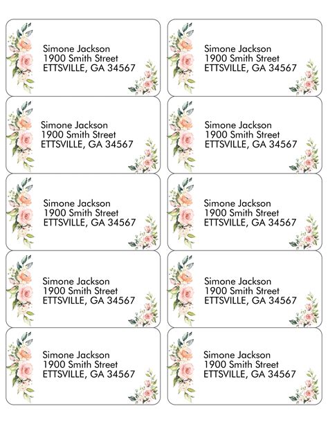 Free Return Address Labels Printable