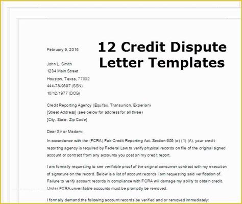 free sample credit repair letter
