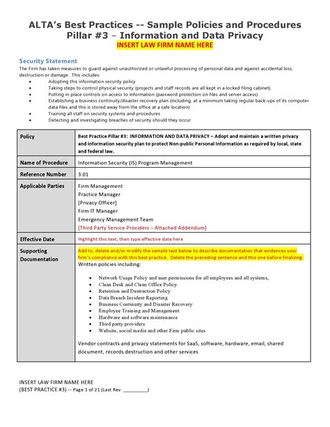free sample policy and procedure template