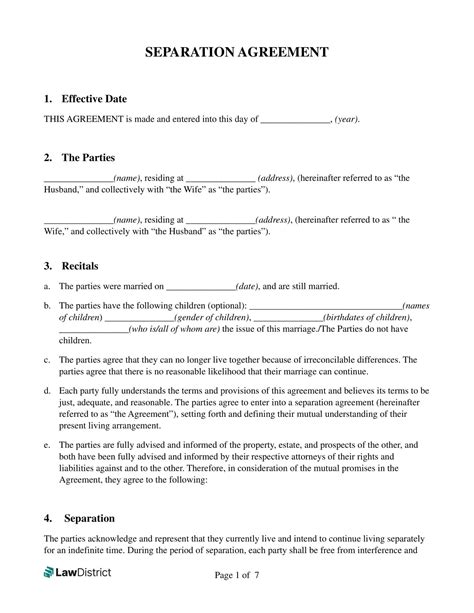 43 Official Separation Agreement Templates / Letters / Forms ᐅ TemplateLab