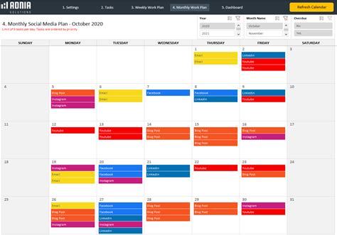 free social media calendar template excel