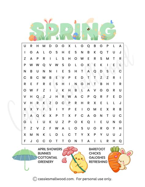 Free Spring Printable Worksearch