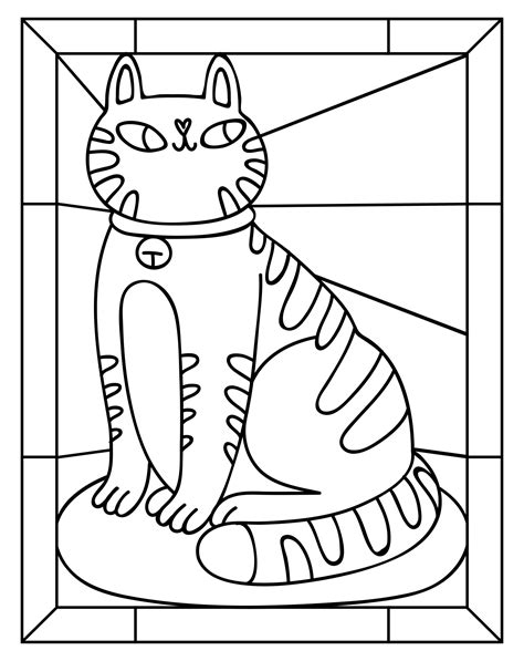 Free Stained Glass Pattern Cat