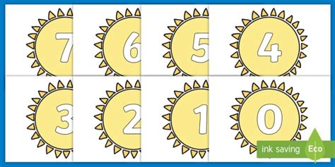 Free Sun Numbers Printable