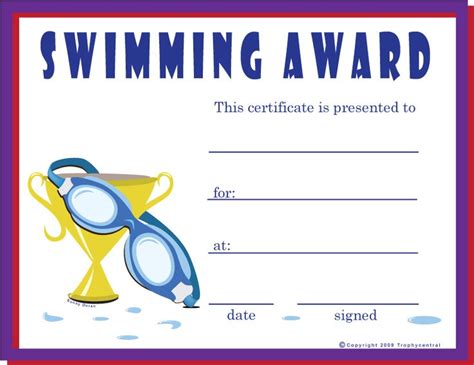 free swimming certificate templates
